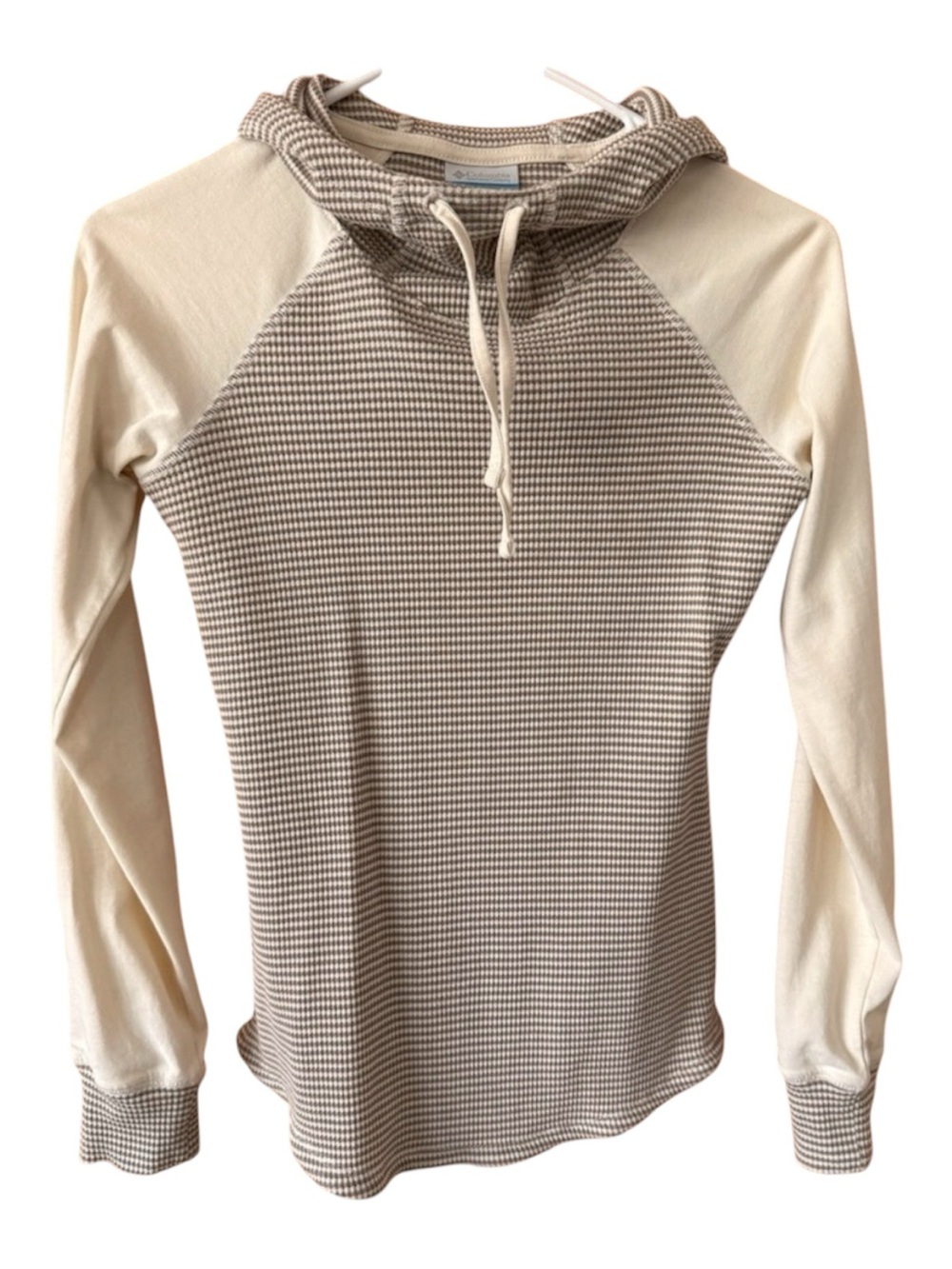 COLUMBIA Cream Hooded Long Sleeve Top - XS